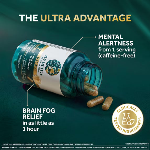NEURIVA Ultra Decaffeinated Nootropic Brain Supplement – 60 Capsules