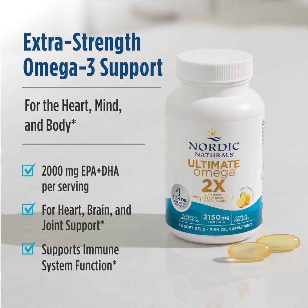 Nordic Naturals Ultimate Omega 2X – High-Potency Fish Oil, 120 Softgels