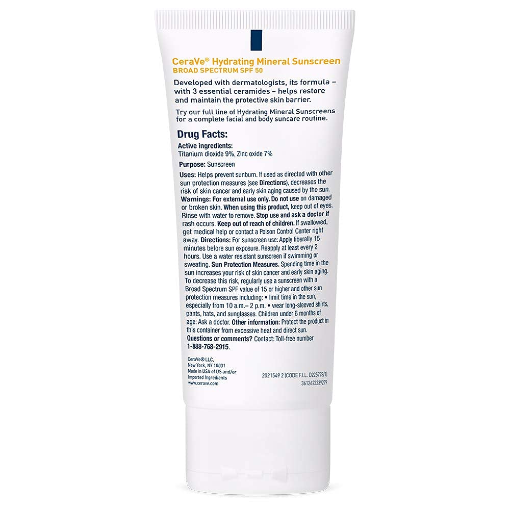 CeraVe 100% Mineral Sunscreen SPF 50