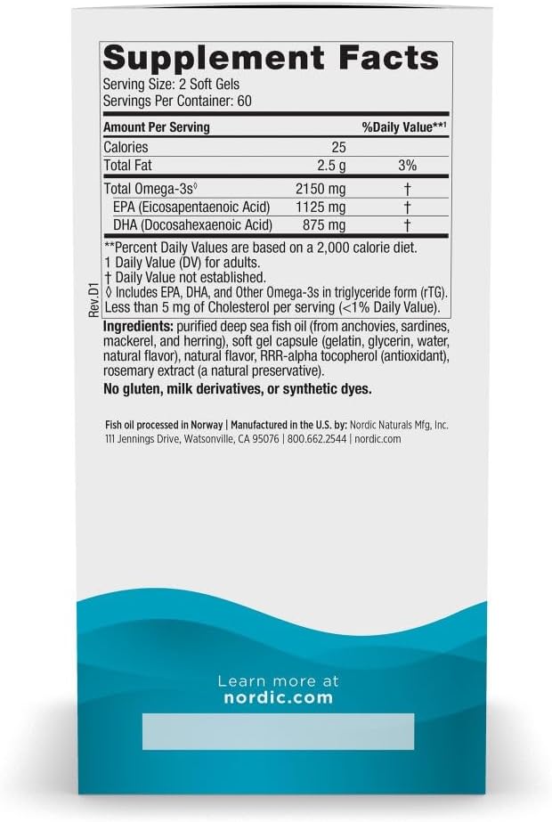 Nordic Naturals Ultimate Omega 2X – High-Potency Fish Oil, 120 Softgels
