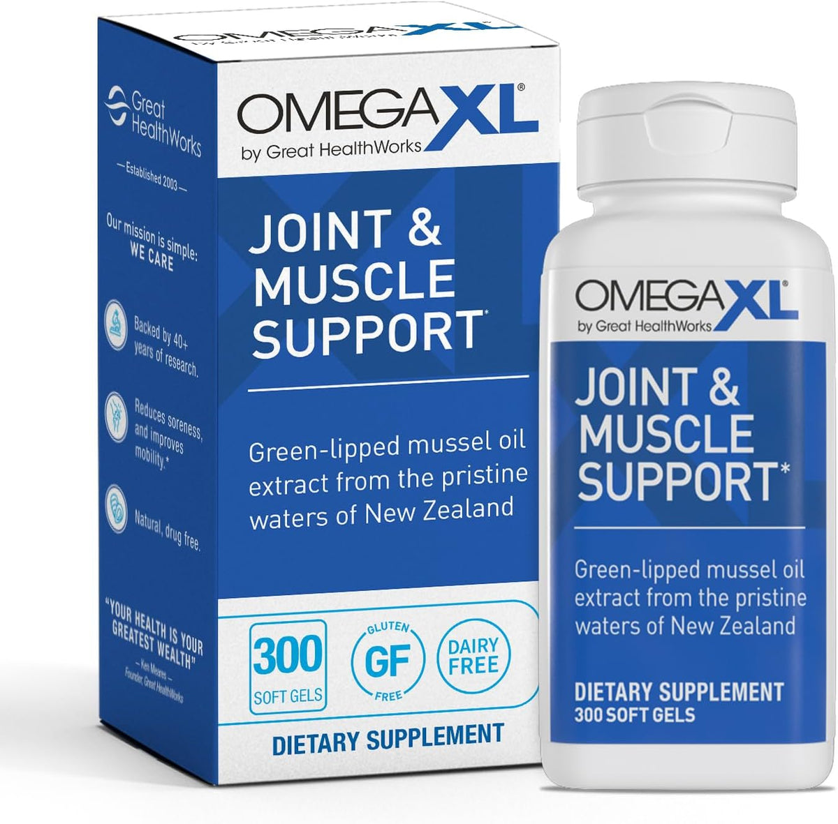 OmegaXL Joint Support Supplement – Green Lipped Mussel Oil, 300 Count