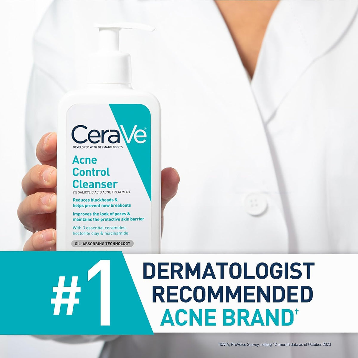 CeraVe Acne Control Face Wash, 2% Salicylic Acid, 8oz