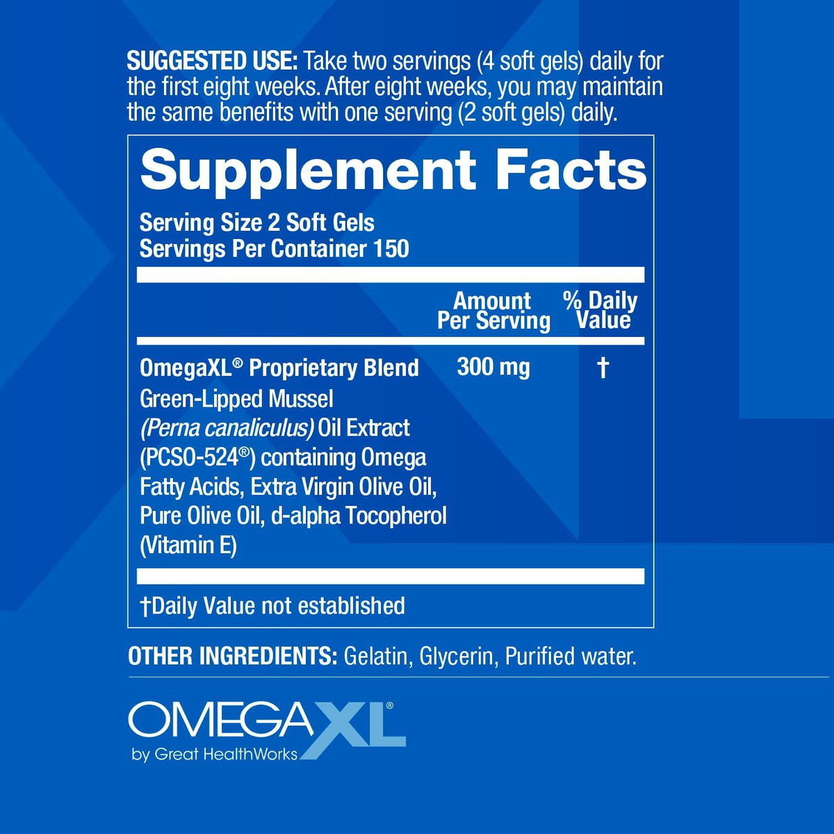 OmegaXL Joint Support Supplement – Green Lipped Mussel Oil, 300 Count