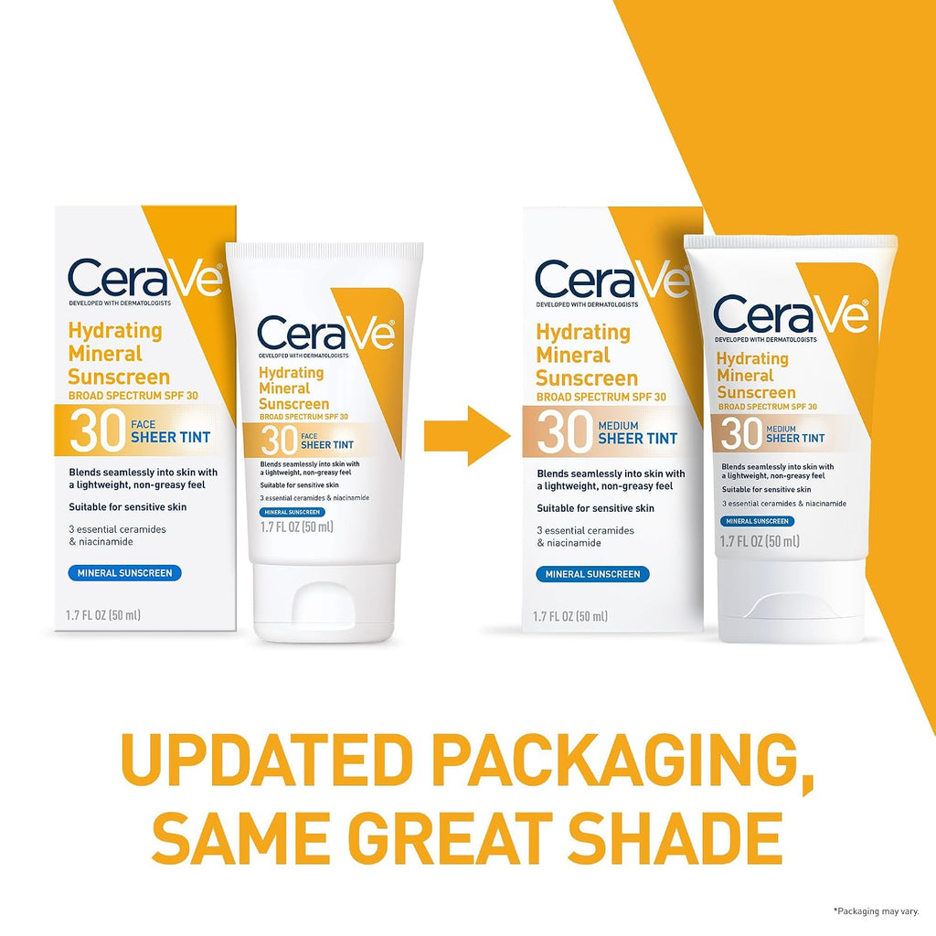 CeraVe Hydrating Mineral Sunscreen SPF 30, Face, Untinted