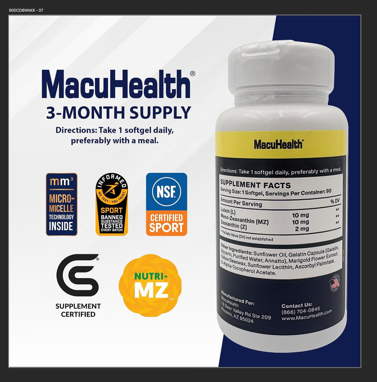 MacuHealth Triple Carotenoid Eye Vitamins – 90 Softgels, 3-Month Supply