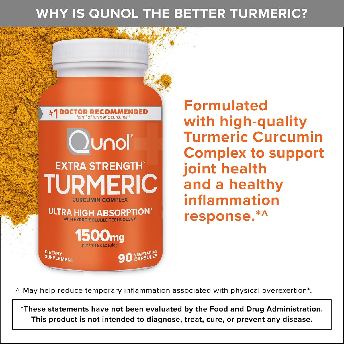 Qunol Turmeric Curcumin 1500mg, Ultra High Absorption (180 ct)