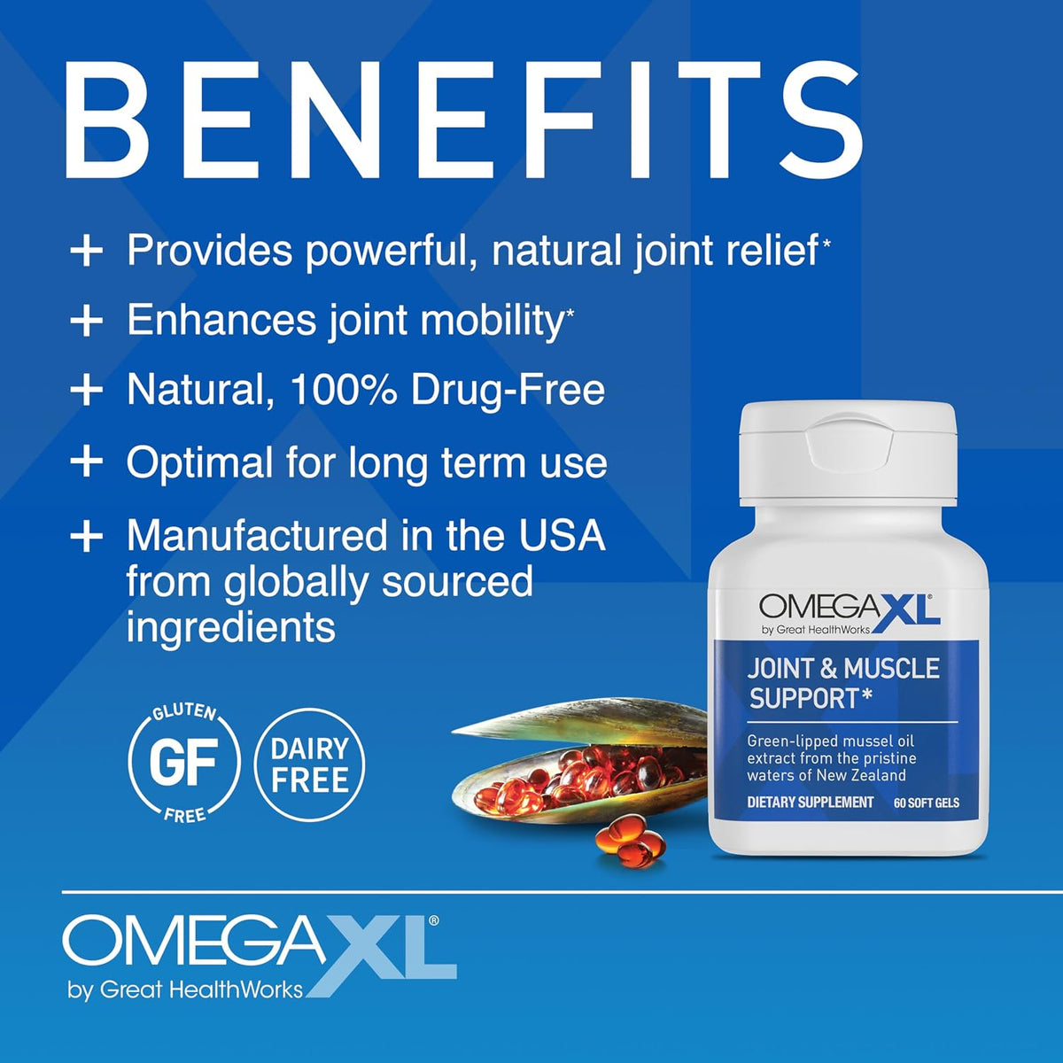 OmegaXL Joint Support Supplement – Green Lipped Mussel Oil, 300 Count