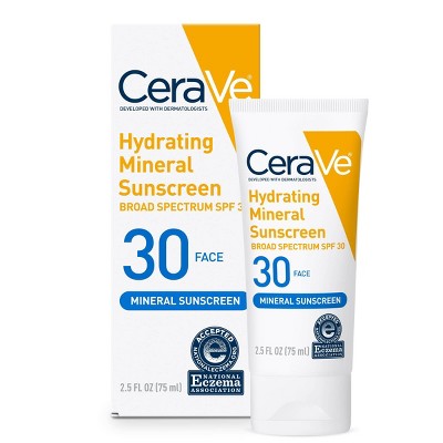 CeraVe Hydrating Mineral Sunscreen SPF 30, Face, Untinted